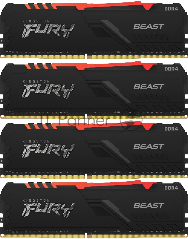 Память оперативная Kingston 32GB 3200MHz DDR4 CL16 DIMM (Kit of 4) FURY Beast RGB