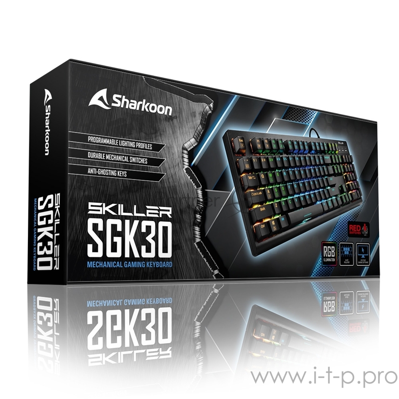 Игровая клавиатура Sharkoon Shark Skiller Mech SGK30 (Kailh blue switches, RGB подсветка, USB)
