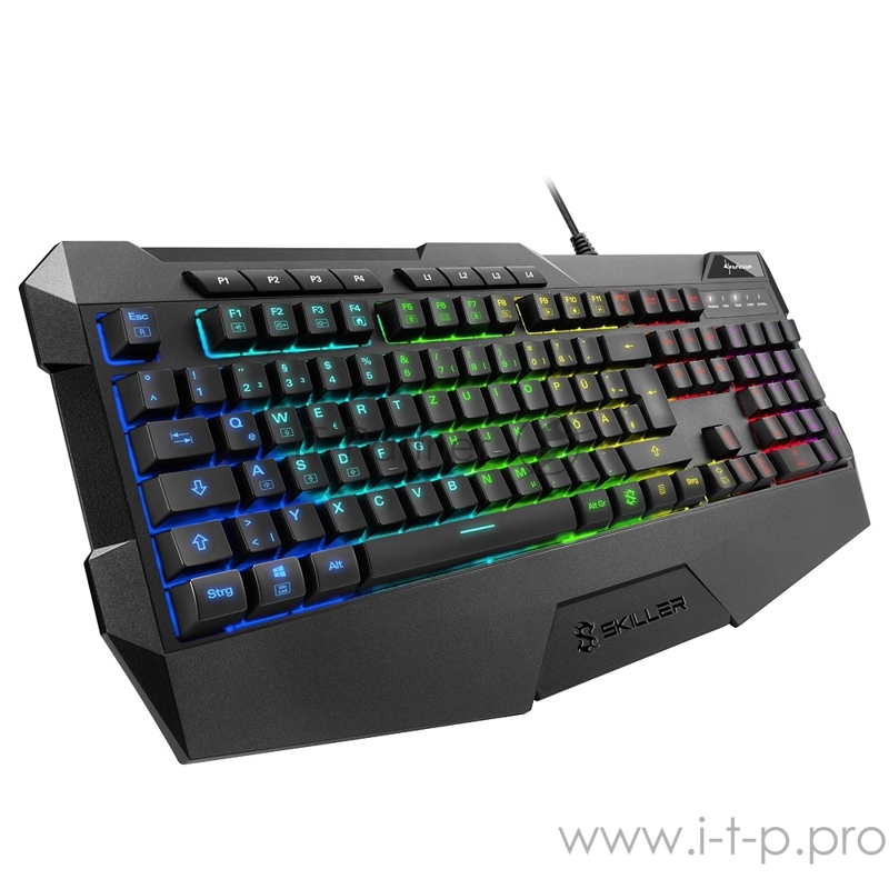 Игровая клавиатура Sharkoon Skiller SGK4 (резиновые колпачки, RGB подсветка, USB)