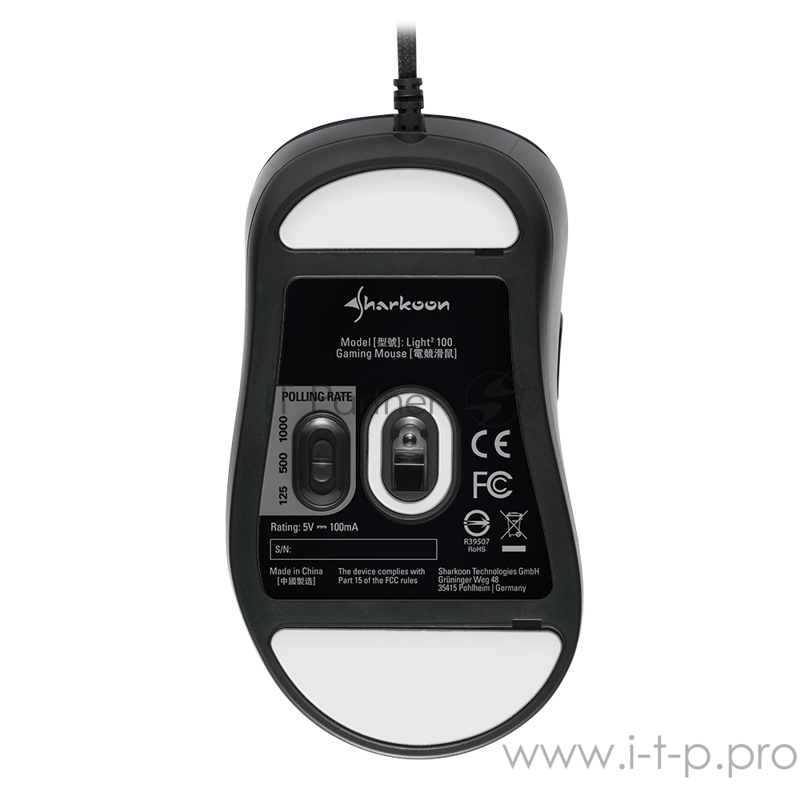 Игровая мышь Sharkoon Light2 100 (PixArt PMW 3325, 6 кнопок, 5000 dpi, USB, RGB подсветка)