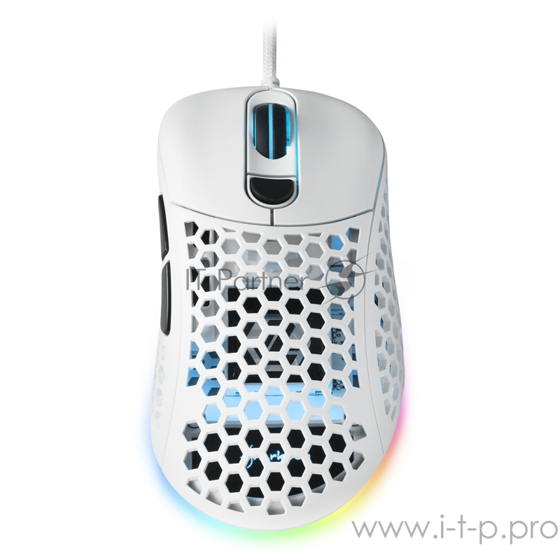 Игровая мышь белая Sharkoon Light2 200 (PixArt PMW 3389, 6 кнопок, 16000 dpi, USB, RGB подсветка)