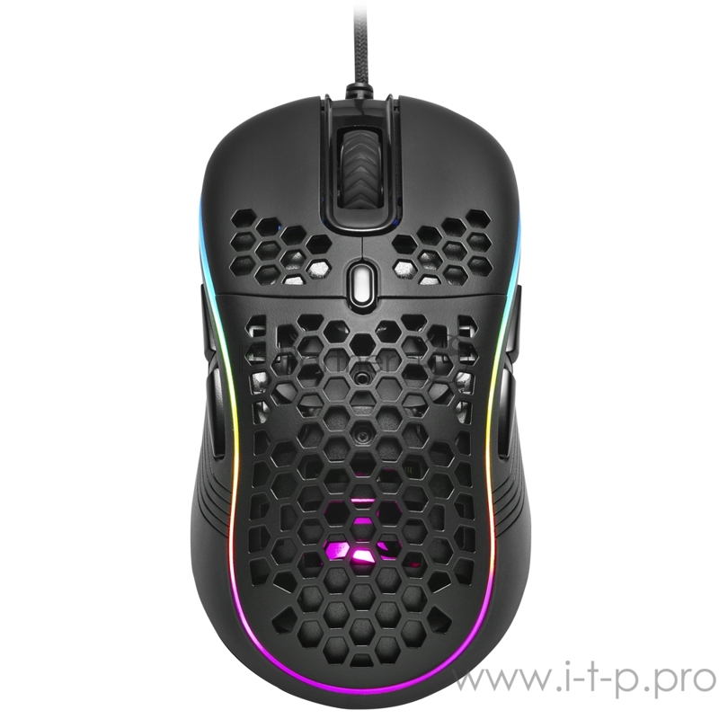 Игровая мышь чёрная Sharkoon Light2 S (PixArt PMW 3327, Omron, 8 кнопок, 6200 dpi, USB, RGB подсветка)