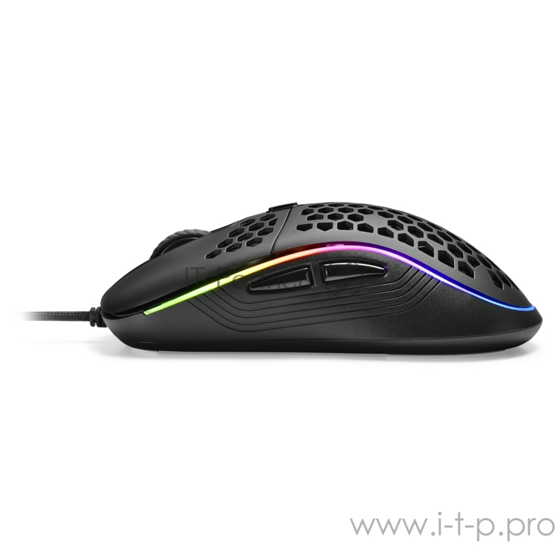 Игровая мышь чёрная Sharkoon Light2 S (PixArt PMW 3327, Omron, 8 кнопок, 6200 dpi, USB, RGB подсветка)