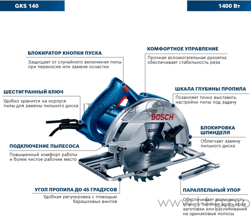 Циркулярная пила BOSCH GKS 140 06016B3020