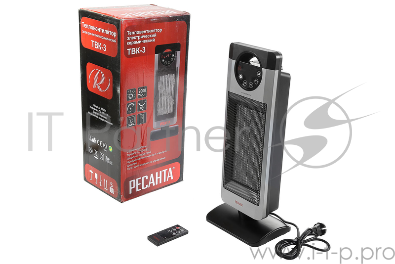 Тепловые пушки Ресанта ТВК-3 67/2/5 Тепловентилятор { 220-240 В, 50 Гц, Мощность 2 кВт, 2 режима работы, LED - ДисплейКерамический ТЭН, Защита от перегрева }