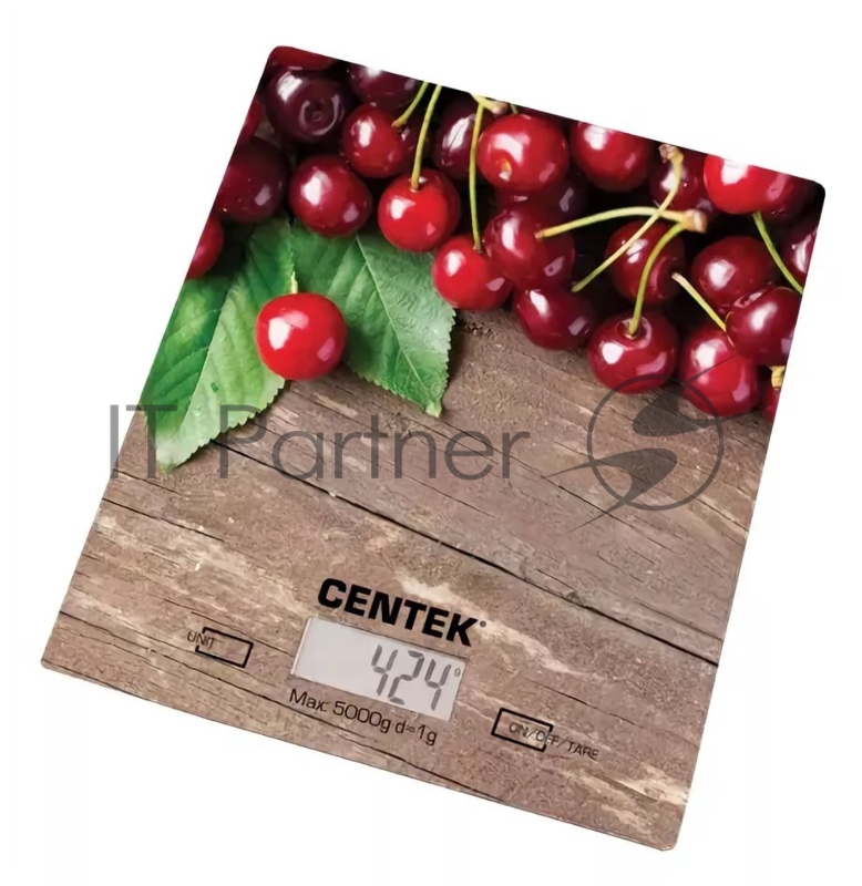 Весы кухонные Centek CT-2462 (Черри) электронные, стеклянные, LCD, 190х200 мм, max 5кг, шаг 1г