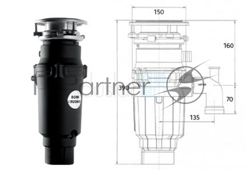 Измельчитель пищевых отходов Bone Crusher BC 910-AS-Slim