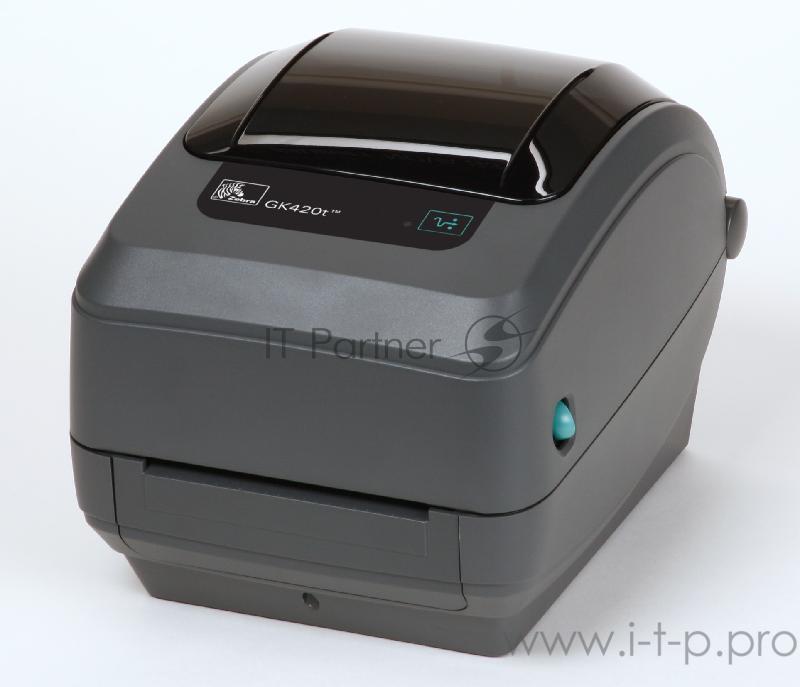 Термотрансферный принтер Zebra GK420t, для печати этикеток, 104мм, черный (USB, LAN)