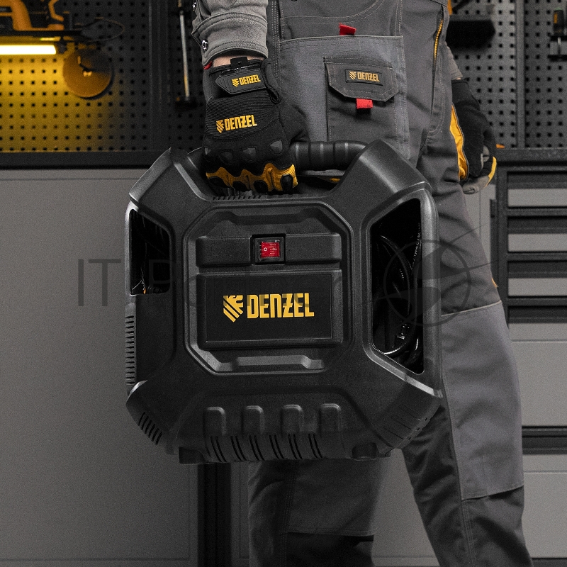 Компрессор Denzel воздушный DL1100 1,1 кВт, 180 л/мин, с набором аксессуаров 58005