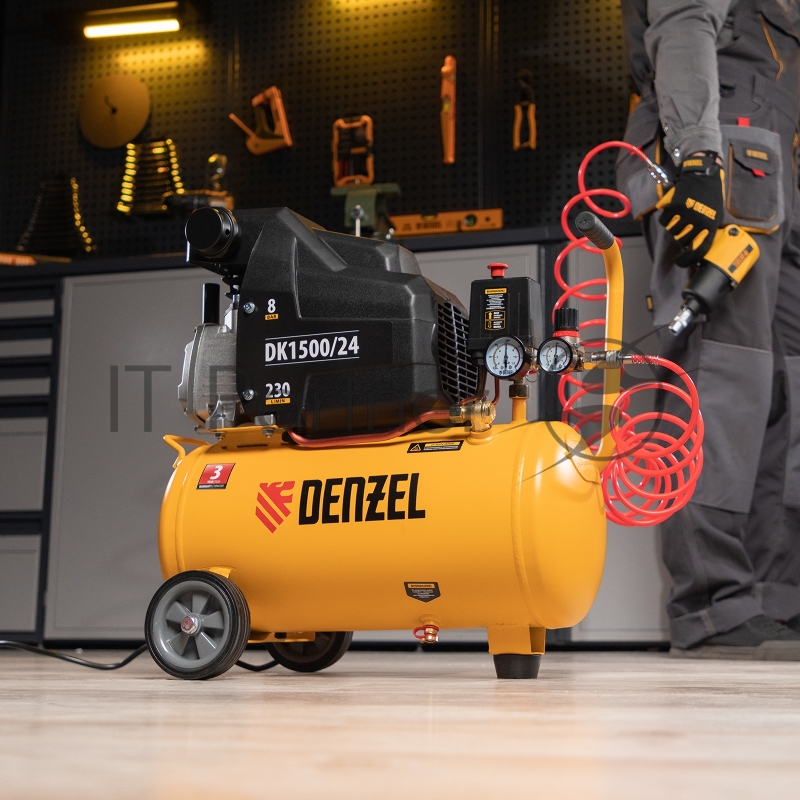 Компрессор DENZEL воздушный DK1500/24,Х-PRO 1,5 кВт, 230 л/мин, 24 л 58063
