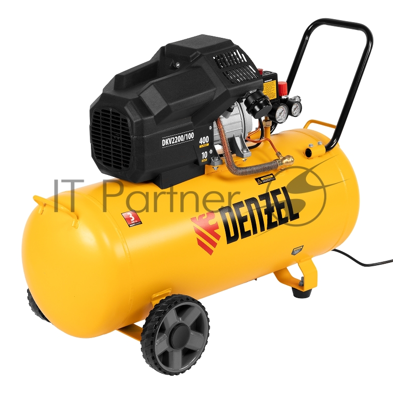 Компрессор DENZEL воздушный DKV2200/100,Х-PRO 2.2 кВт, 400 л/мин, 100л 58079