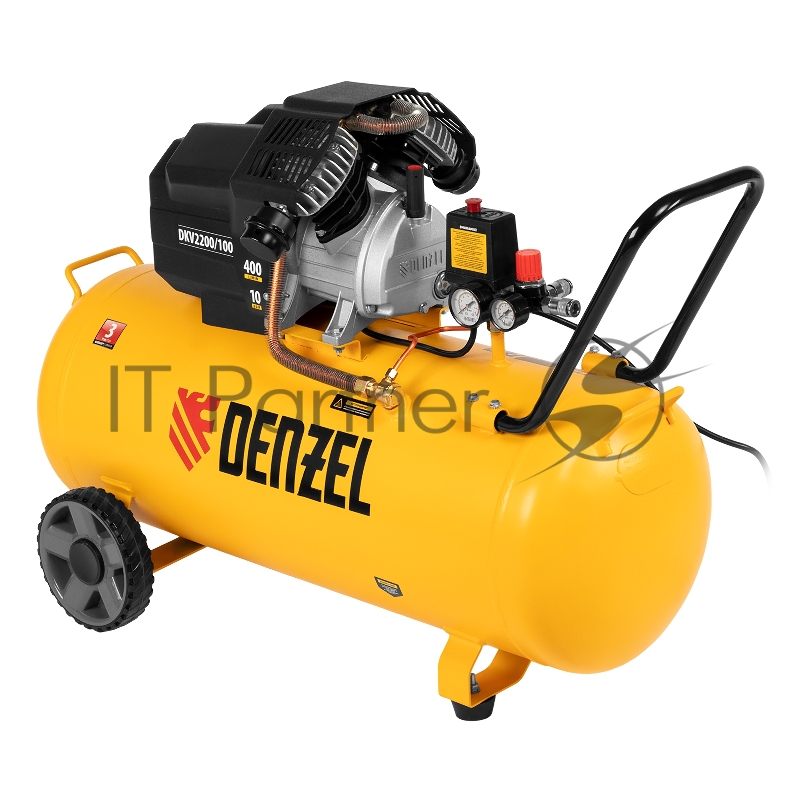 Компрессор DENZEL воздушный DKV2200/100,Х-PRO 2.2 кВт, 400 л/мин, 100л 58079