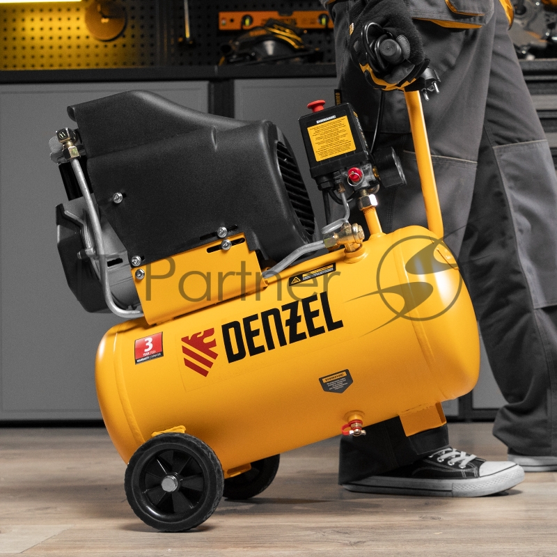 Компрессор DENZEL воздушный DLC1300/24 безмасляный 1,3 кВт, 24 литра, 206 л/мин/ 58171