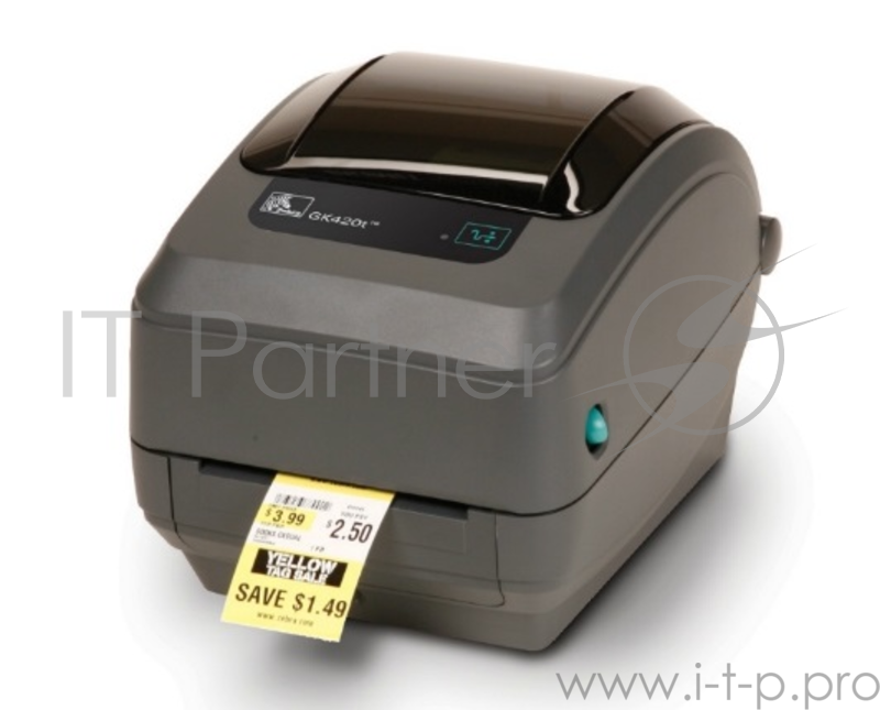 Термотрансферный принтер Zebra Gx420t, для печати этикеток, 104мм, черный (COM, LPT, USB)