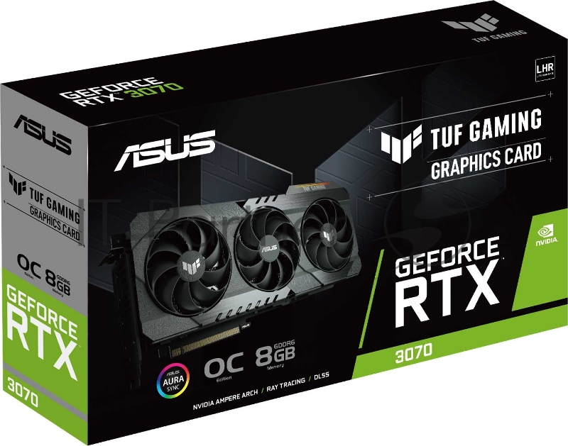 Видеокарта ASUS TUF Gaming GeForce RTX 3070 V2 OC (LHR) (TUF-RTX3070-O8G-V2-GAMING) /RTX3070, HDMI*2, DP*3, 8Gb, GDDR6
