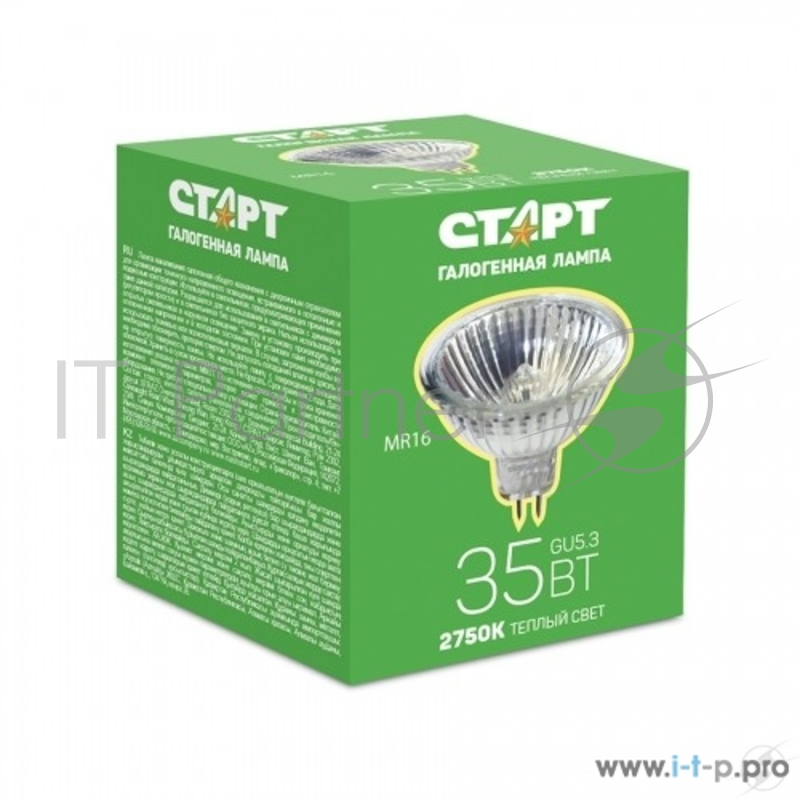 Галогенные лампы накаливания СТАРТ (4607175850858)Галогенная лампа. Теплый свет. Цоколь GU5.3. MR16 12V35W FMW -10/200