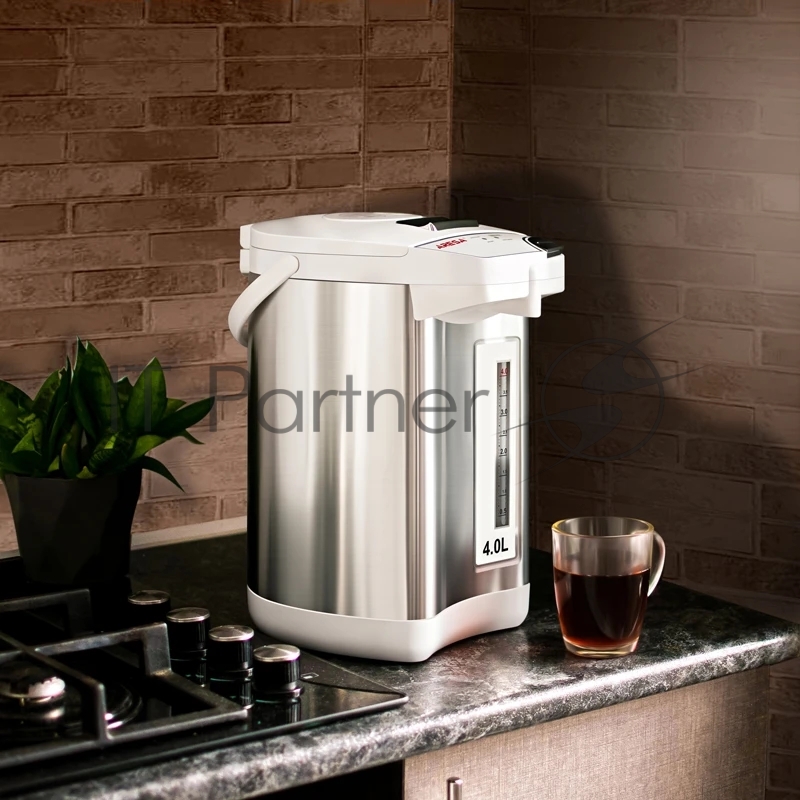 Термопот ARESA AR-4002 230 В, 50 Гц, 800 Вт Объём: 4 л Мощность: 800 Вт Материал корпуса: Нержавеющая сталь Материал колбы: Нержавеющая сталь Закрытый нагревательный элемент Механическая помпа, электропомпа, автоматическая подача Поддержание температ