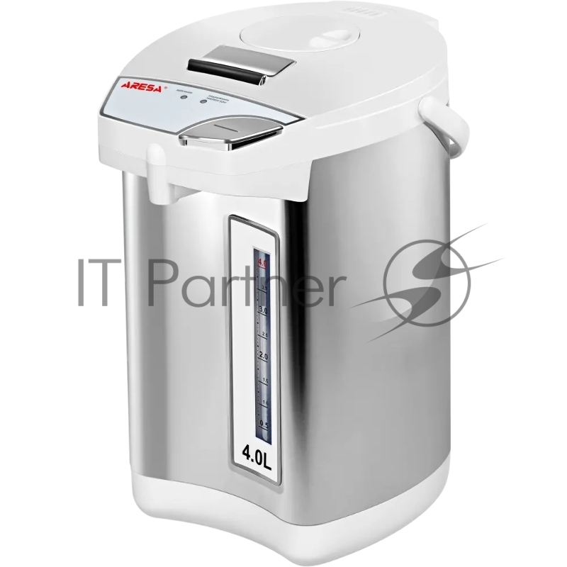 Термопот ARESA AR-4002 230 В, 50 Гц, 800 Вт Объём: 4 л Мощность: 800 Вт Материал корпуса: Нержавеющая сталь Материал колбы: Нержавеющая сталь Закрытый нагревательный элемент Механическая помпа, электропомпа, автоматическая подача Поддержание температ