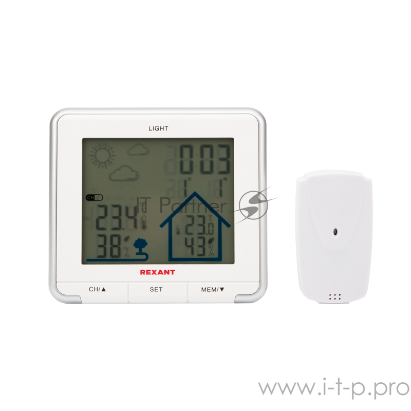 Метеостанция REXANT S637B с ЖК-экраном и беспроводным датчиком