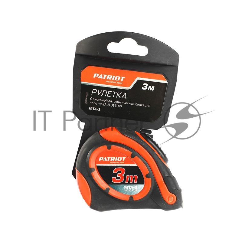 Рулетка PATRIOT MTA-3, автостоп, ударопрочный корпус, обрезиненная, 3м