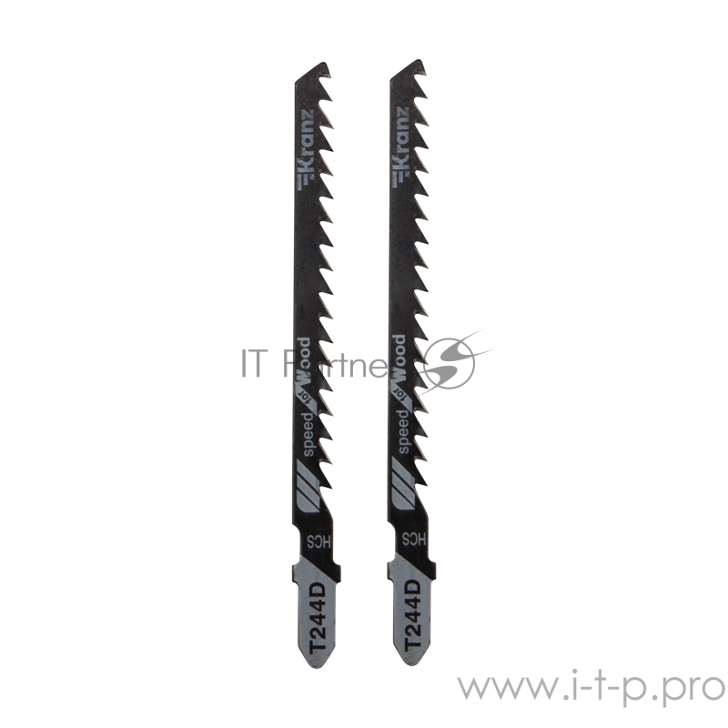 Пилка для электролобзика по дереву KRANZ T244D 100 мм 6 зубьев на дюйм 8-60 мм фигурный рез (2 шт./уп.)