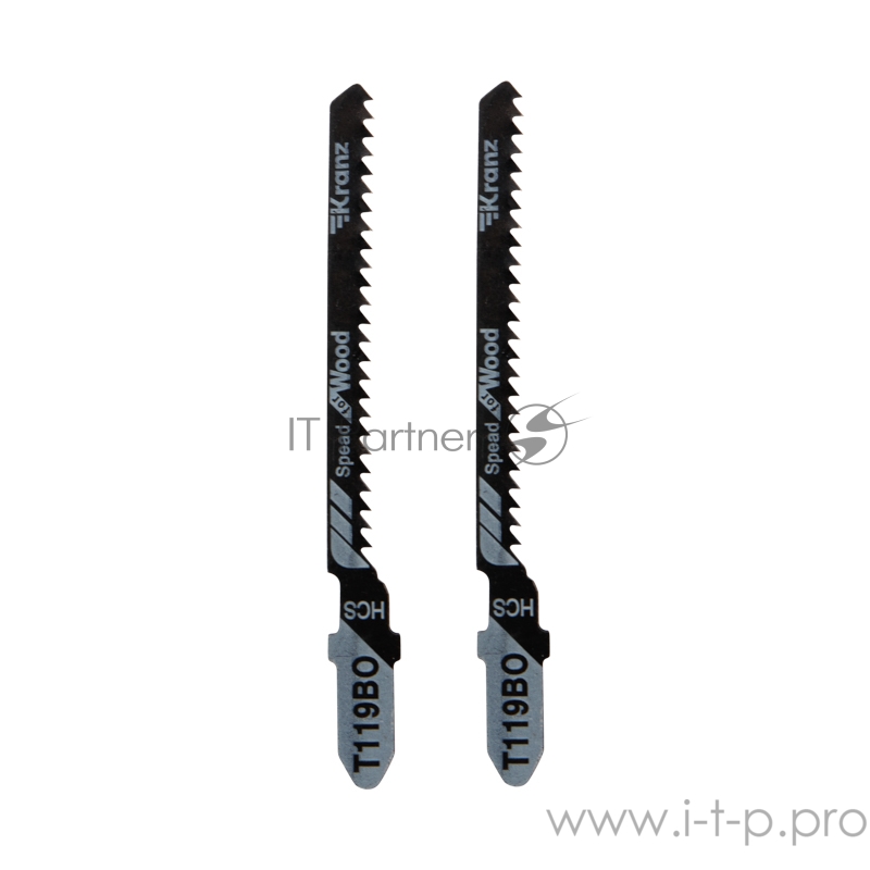 Пилка для электролобзика по оргстеклу KRANZ T119BO 76 мм 12 зубьев на дюйм 4-20 мм фигурный рез (2 шт./уп.)