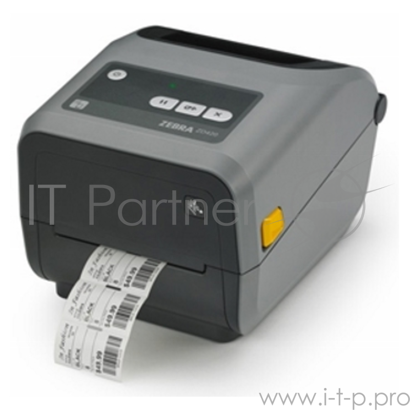 Термотрансферный принтер Zebra ZD420, для печати этикеток, 104мм, белый (USB, Bluetooth)