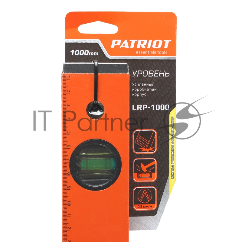 Уровень PATRIOT LRP-1000, магнитный, алюминиевый фрезерованный, усиленный, 1000мм