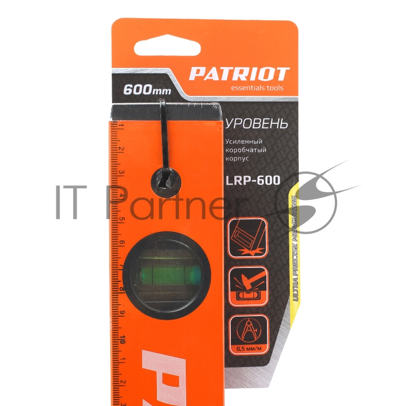 Уровень PATRIOT LRP-600, магнитный, алюминиевый фрезерованный, усиленный, 600мм