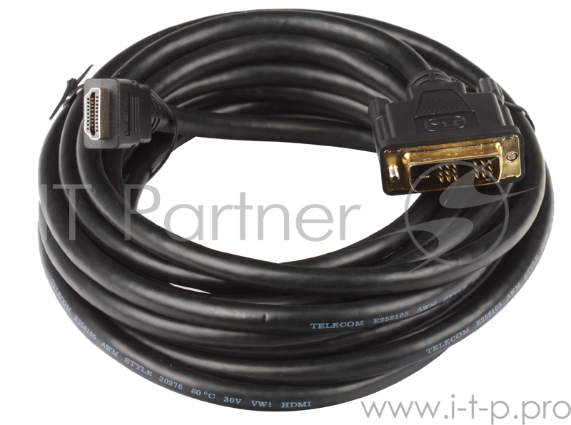 Кабель Telecom Кабель (CG480G-5M) HDMI to DVI-D (19M -19M) 5м, с позолоченными контактами 6242755317307