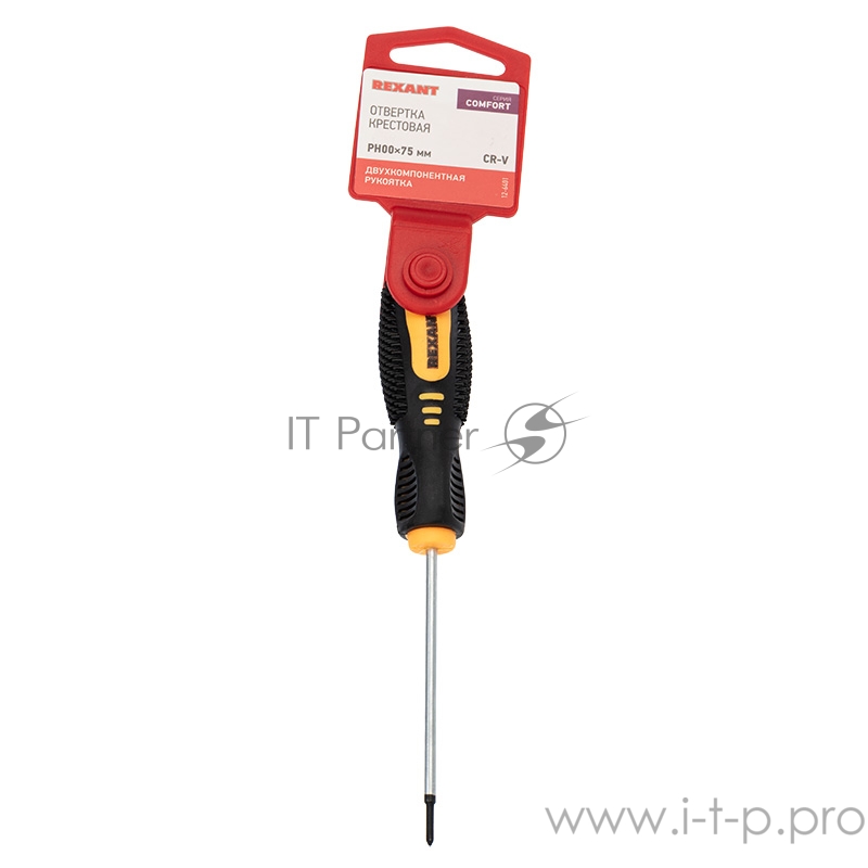 Отвертка крестовая PH 00х75 мм, двухкомпонентная рукоятка REXANT