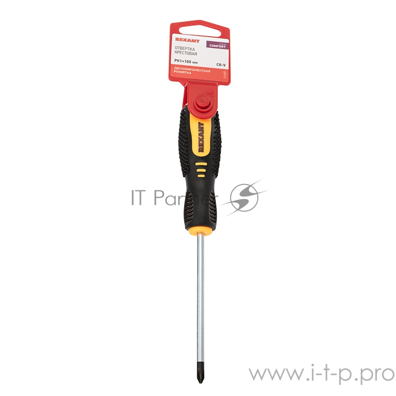 Отвертка крестовая PH 1х100 мм, трехкомпонентная рукоятка, сталь S2 REXANT