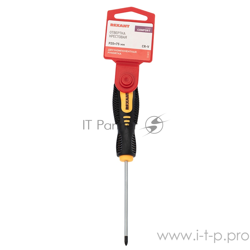 Отвертка крестовая PZ 0х75 мм, двухкомпонентная рукоятка REXANT