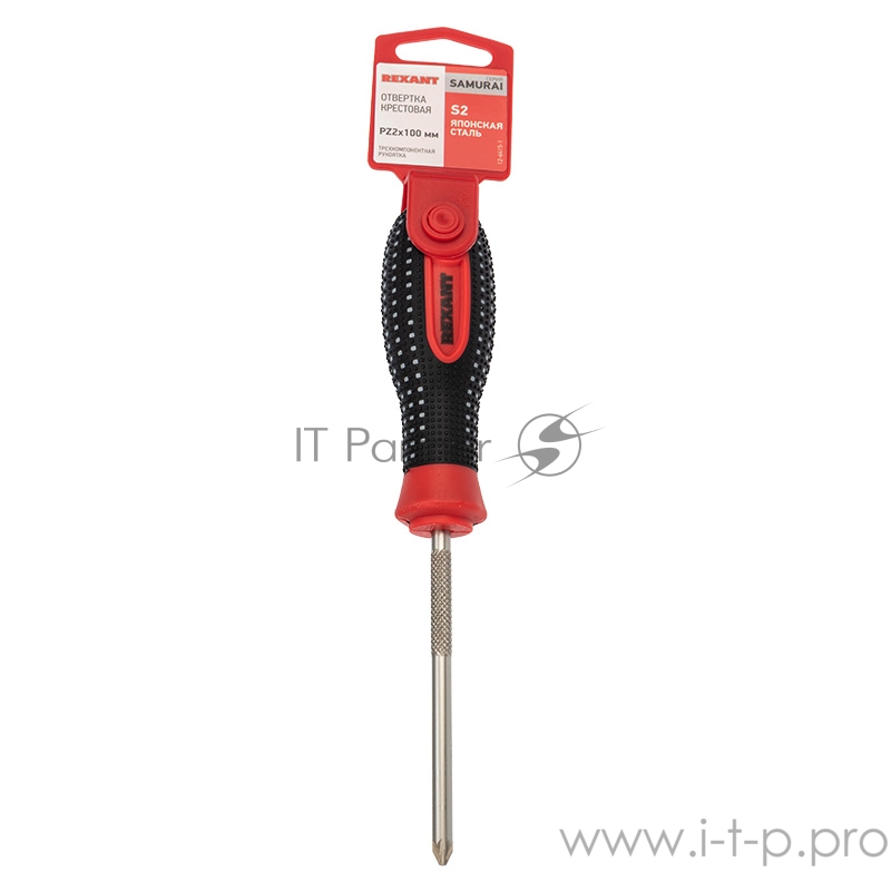 Отвертка крестовая PZ 2х100 мм, трехкомпонентная рукоятка, сталь S2 REXANT