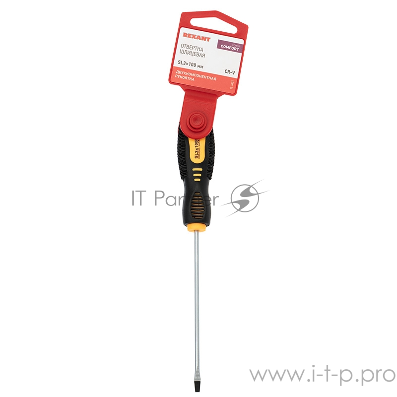 Отвертка шлицевая SL 3х100 мм, двухкомпонентная рукоятка REXANT