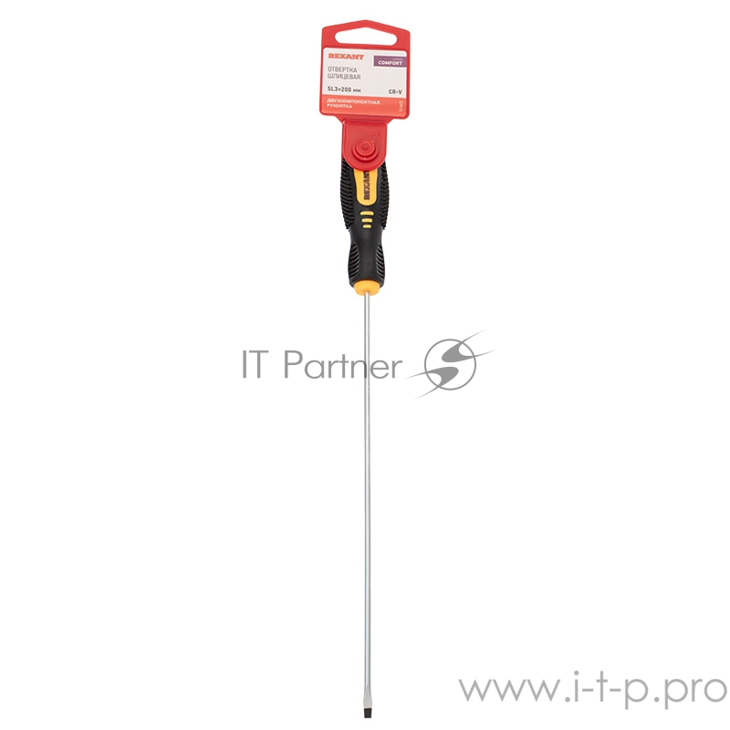 Отвертка шлицевая SL 3х200 мм, двухкомпонентная рукоятка REXANT