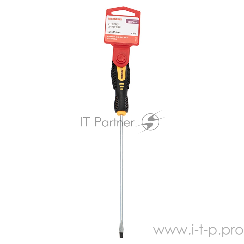 Отвертка шлицевая SL 4х150 мм, двухкомпонентная рукоятка REXANT