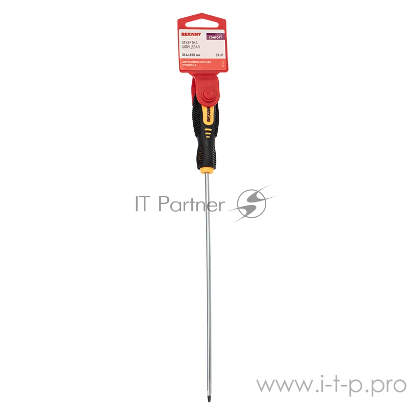 Отвертка шлицевая SL 4х200 мм, двухкомпонентная рукоятка REXANT