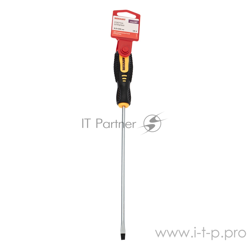 Отвертка шлицевая SL 5х200 мм, двухкомпонентная рукоятка REXANT