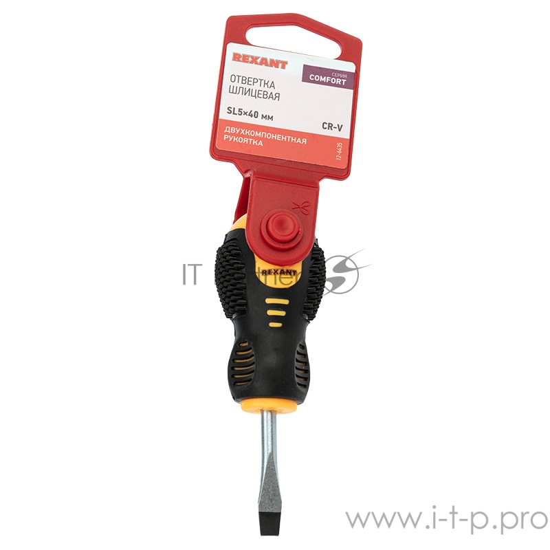 Отвертка шлицевая SL 5х40 мм, двухкомпонентная рукоятка REXANT