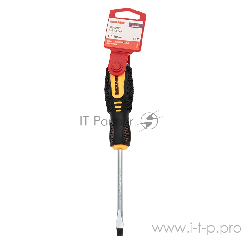 Отвертка шлицевая SL 6х100 мм, двухкомпонентная рукоятка REXANT