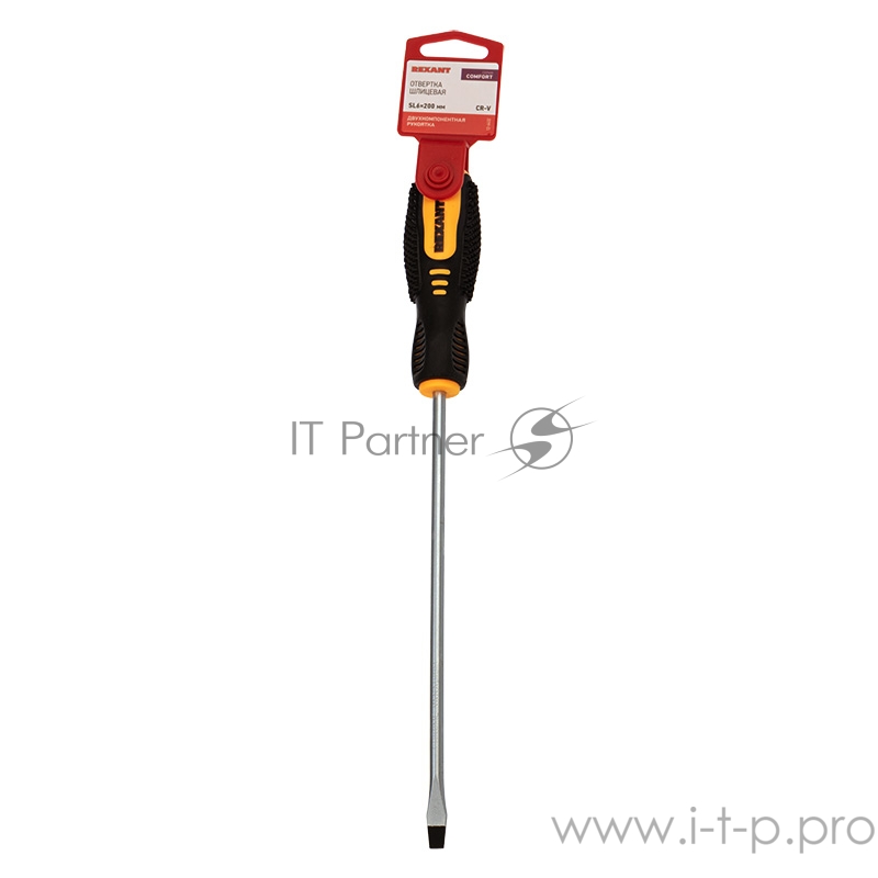 Отвертка шлицевая SL 6х200 мм, двухкомпонентная рукоятка REXANT