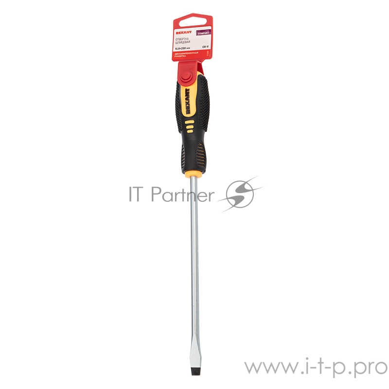Отвертка шлицевая SL 8х200 мм, двухкомпонентная рукоятка REXANT