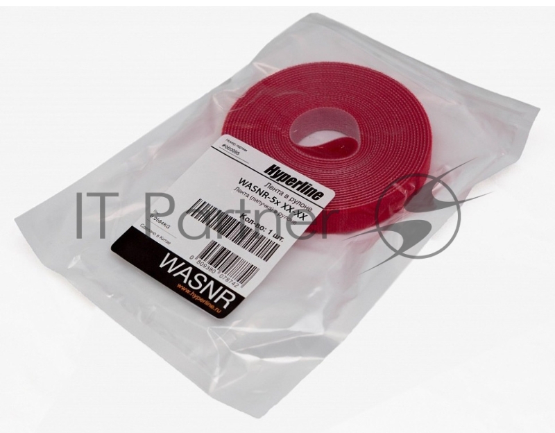 Лента (липучка) Hyperline WASNR-5x9-RD в рулоне, ширина 9 мм, длина 5 м, красная