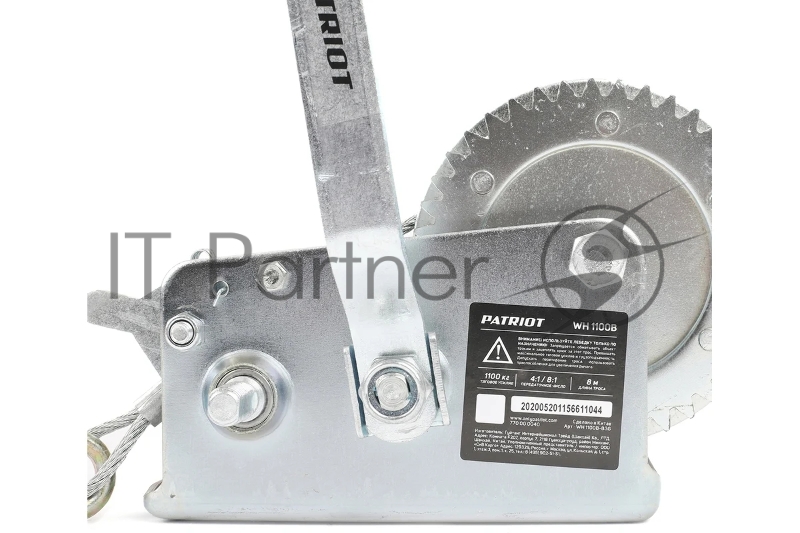 Лебедка ручная барабанная PATRIOT WH 1100B, усилие - 1100 кг, трос- 8 м