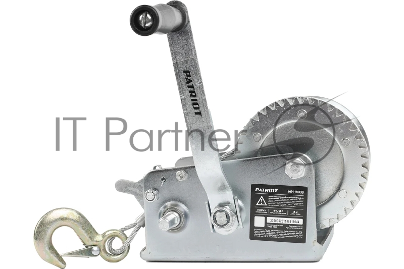 Лебедка ручная барабанная PATRIOT WH 1100B, усилие - 1100 кг, трос- 8 м