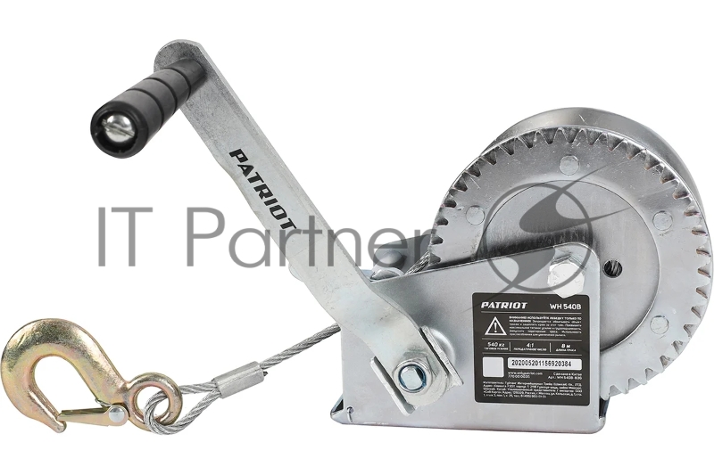 Лебедка ручная барабанная PATRIOT WH 540B, усилие - 540 кг, трос- 8 м