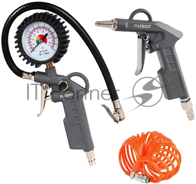 Набор пневмоинструмента Patriot KIT 3C, 3 предмета+3 сопла