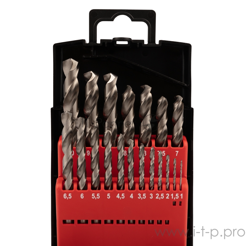 Набор сверл по металлу 1-10 мм (через 0,5 мм), 19 шт., Р6М5 REXANT