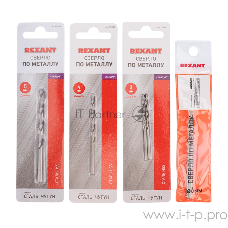 Набор сверл по металлу Домашний Mini (HSS) диаметр 3-4-5-6 мм (4 шт.) REXANT
